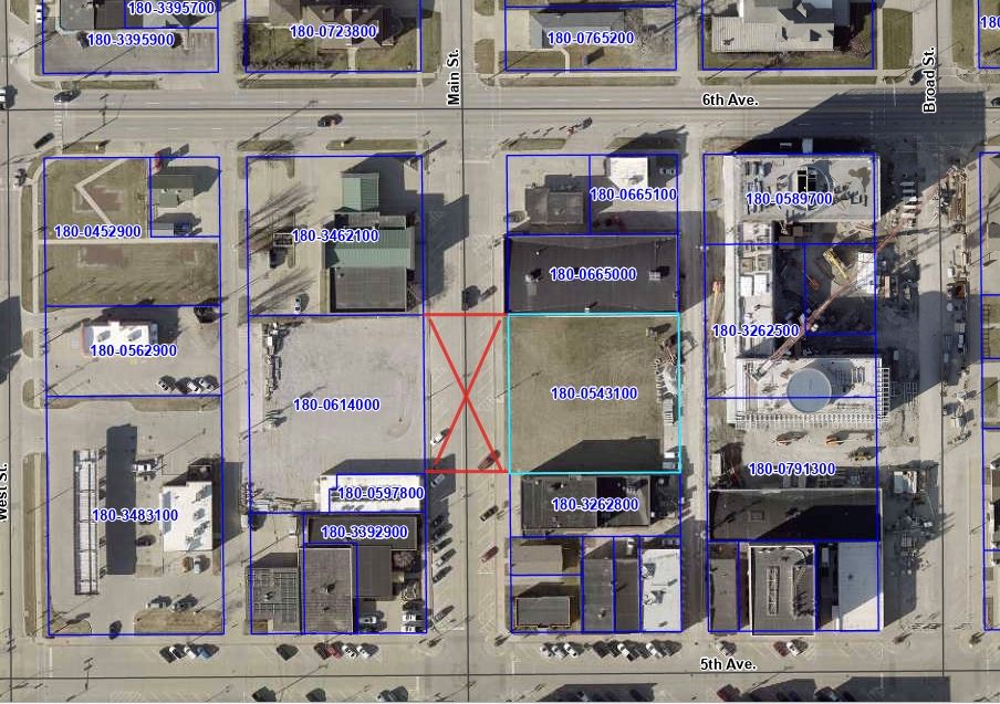 Map showing the portion of Main Street in front of 1020 Main blocked off